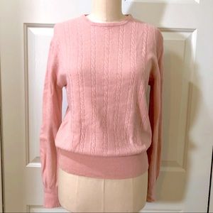 Vintage ‘70s Hilwin Cable Cashmere Sweater Baby Pink Size L
